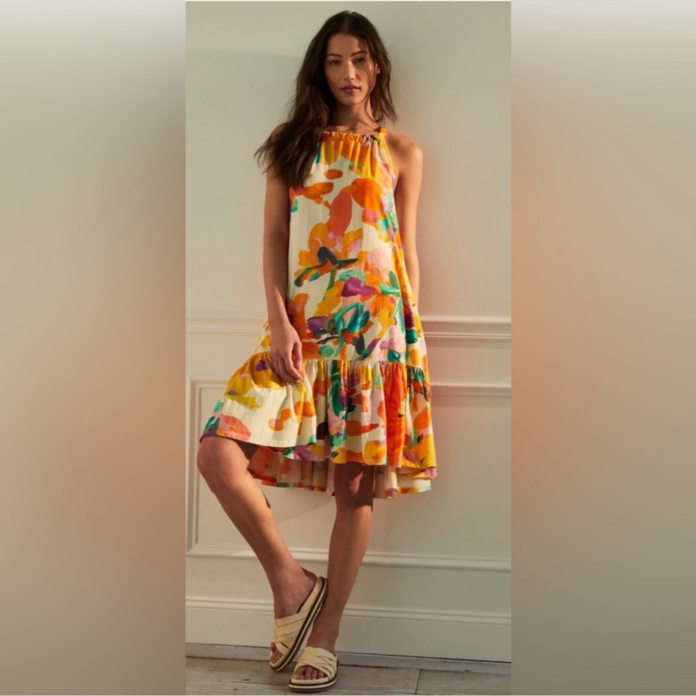 Daily Practice by Anthropologie Frida Cross-Back Midi Dress, frock, flounced.